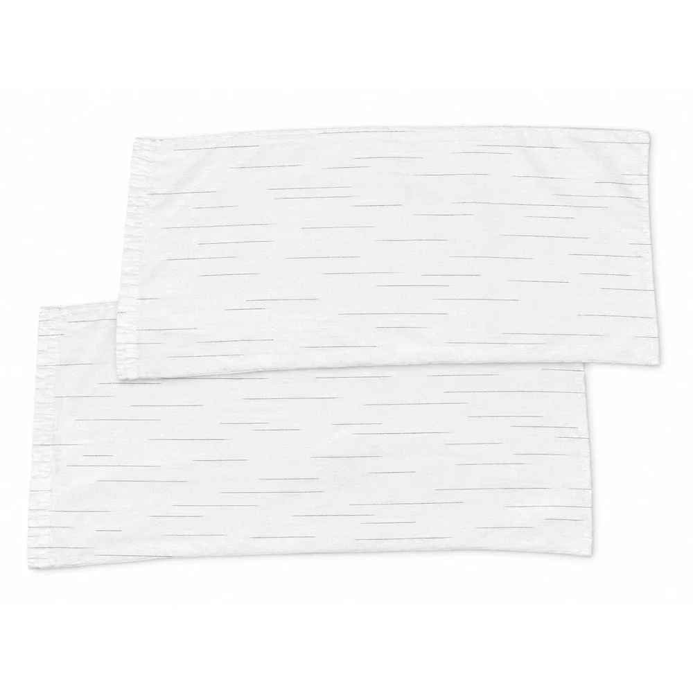 West Elm King Pillowcases Pair White 100% Linen Pinstripe Textured 20x40